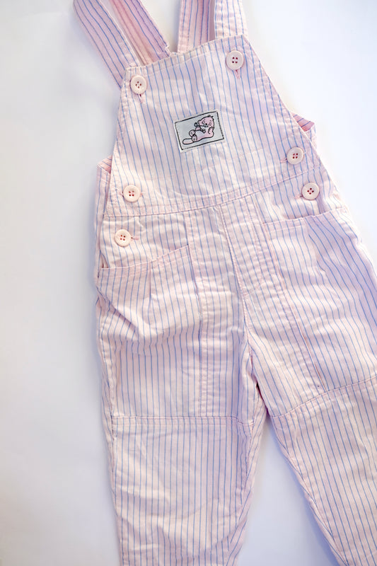 Vintage pink stripe overalls 6months